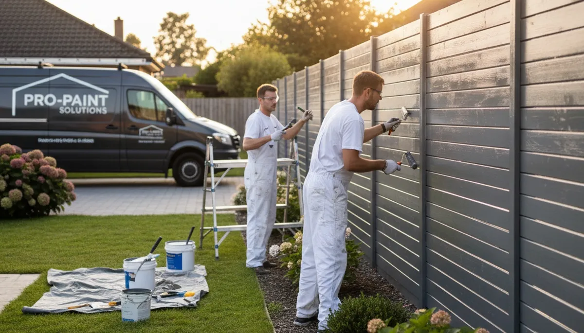 Fence painting service in El Paso, TX protecting a wood fence from desert sun and dust