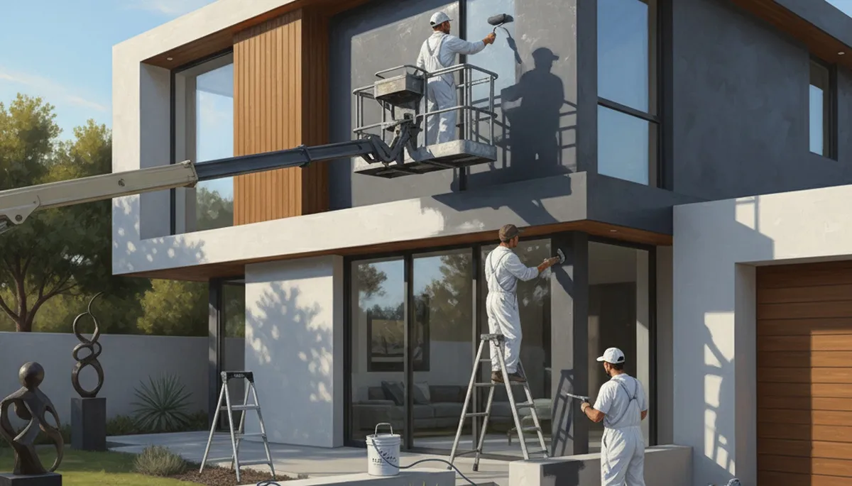 El Paso, TX painting contractors applying durable exterior house paint on a sun-exposed home